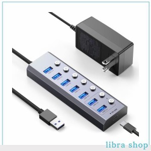 Elecife USB ハブ 8IN1 USB 3.0 Hub 7ポート+ 1USB C PD急速充電ポート 2023 改良 5Gbps高速 USB拡張 USBポート 増設 セルフパワー/バス