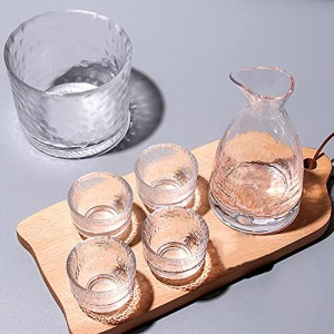 酒器セット 日本酒 冷酒器 ガラス徳利セット 和酒徳利セット 保温保冷 冷酒耐熱ガラス 酒器 日本酒 徳利 燗瓶 盃 シンプル (ガラス酒器セ