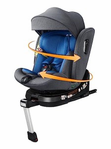 Jovikids チャイルドシート ISOFIX、 360°回転式 i-Size R129適合 新生児ベビーシート、0か月~12歳頃ジュニアシートとキャノピー、ロン