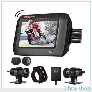 VSYSTO バイク用ドライブレコーダー 3インチ液晶 前後2カメラ 防水 SONY IMX307センサー フルHD1080P 150°広角 TPMS タイヤ空気圧 バイ