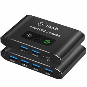 Hxwlo USB 切替器 usb切り替え器 USB3.0 切替器 PC2台用 4USBポート マウス キーボード ハブなどを切替 手動切替器機 日本語説明書付きUS