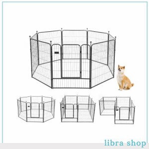 PETTOM 犬 サークル ペットフェンス ペットケージ 犬 ゲージ 中大型犬用 スチール製 コンパクト 8枚組 高さ80cm 高さ100cm 室内外兼用 折