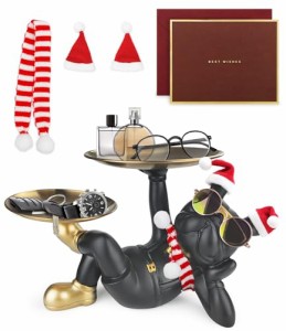 SENJWARM 寝そべる犬さん 2枚お皿を持っ Christmas クリスマス 飾り 面白い犬オーナメント 贈り物 フレンチブルドッ