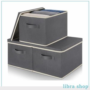 ASXSONN 収納ボックス 蓋付き 大容量 3個セット 折り畳み 収納ケース 取っ手付き 蓋付き収納ボックス カラーボックス 収納ケース 衣類収