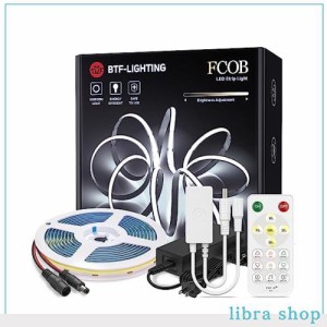 BTF-LIGHTING FCOB COB LEDテープライト 高密度 フレキシブル LEDテープライト 5M 336LEDs/m 昼光色 6000K 幅8mm ストリップライト APP R