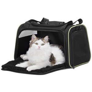 PETSFIT ペットキャリー バッグ 猫キャリー 中・大型猫用・小型犬・うさぎ用 車載/ドライブ/キャンピング/旅行/通院/災害避難用 ブラック