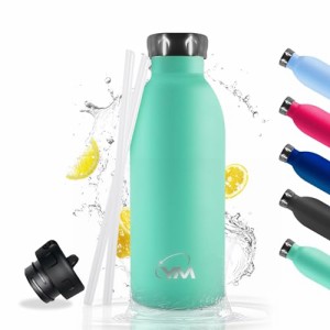 KollyKolla ストロー付き 保冷水筒 500ml ステンレスボトル 2way 直飲み 水筒 Rainbow Bottle 魔法瓶 オシャレボトル スポーツ 自転車 ラ