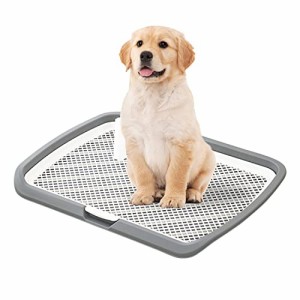 YOOVEE ペットトイレレイー 65X50CM 大型犬トイレ トレイ ワイド 犬用 マーキングポール フチ付き トレーニング しつけ メッシュ しつけ