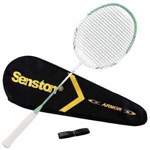 Senston バドミントンラケット、4Uフェザーラケット、プロ試合訓練100%オールカーボンフェザーラケット、グリップ付き