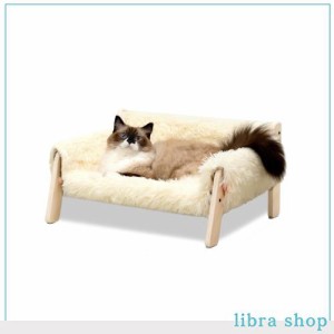 猫 犬 ベッド 木製のフレームの犬のベッドソファ 猫と子犬のため取り外し可能 ペットベッド 猫用ベッド 犬 ベッド ぐっすり眠る 自立式 