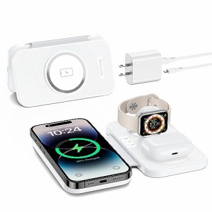 3in1 magsafe充電器 ワイヤレス充電器 折り畳め apple watch 充電器 15W iPhone/AppleWatch/AirPods同時充電 iPhone 15 14 13 12 Pro Max