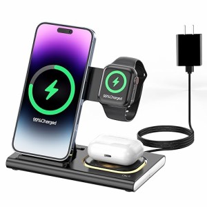 【最新型】HATALKIN 3in1ワイヤレス充電器 アップルウォッチ 充電 Compatible with iPhone15/14/13/AirPods Pro2/Apple watch ultra 2/9/