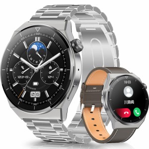 スマートウォッチ 丸型 【Bluetooth通話＆ベルト3種付き＆ワイヤレス充電】 smartwatch 1.36インチ サファイアガラスディスプレイ Blueto