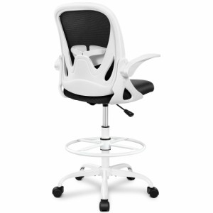 Primy デスクチェア オフィスチェア 人間工学椅子 製図用スツールチェア フットリング付き スタンディングオフィスチェア 跳ね上げ式アー