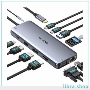 USB Cドッキングステーション type cドッキングステーション三画面出力 hdmi 【HDMI+DP+VGA 4K@60P三画面】MOKIN12-IN-1 usbハブhdmi 2*U