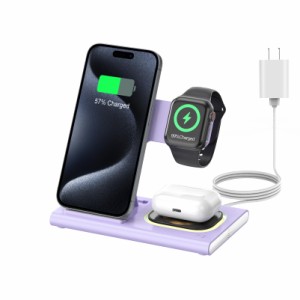 【最新型】HATALKIN 3in1ワイヤレス充電器 アップルウォッチ 充電 Compatible with iPhone15/14/13/AirPods Pro2/Apple watch ultra 2/9/