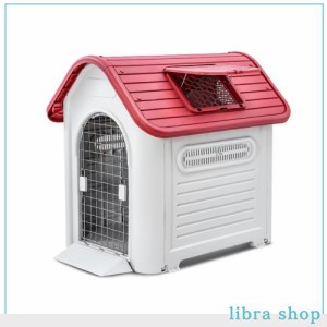 Pempet 犬小屋 ペットハウス 犬 ハウス プラスチック ドッグハウス 犬小屋 屋内 屋外 小型犬 中型犬 大型犬 天窓付き ドア付き 防雨 換気