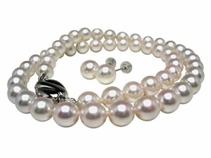 Isowa Pearl（伊勢志摩の真珠専門店 イソワパール） アコヤ真珠 ネックレス ピアス セット 7-7.5mm ホワイトピンク シルバー クラスップ 