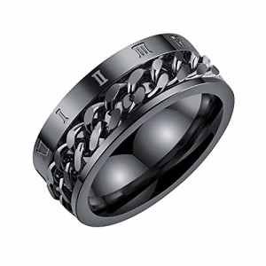 [ティンティンローズ]TingTing Rose ステンレス製 メンズ リング 指輪 回転可能なチェーンテザー ローマ数字 リング 男性指輪 日本サイズ