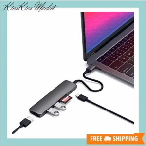 Satechi スリム V2 マルチ USB-Cハブ 6in1 (スペースグレイ) USB-C PD(60W), 4K HDMI(60Hz), Micro/SDカードスロット, USB-A (MacBook Pr