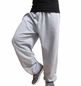 [シルバー スタイル] 動きやすい スウェットパンツ ゆったり ダンス トレーニング 裾ゴム パンツ (3L, ライトグレー)