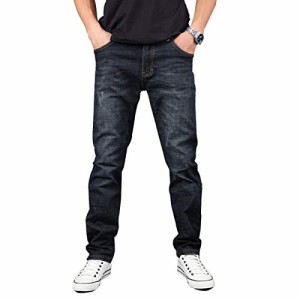 [Hiloyaya] メンズ デニムパンツ ストレッチ ダメージ加工 ジーパン アメカジ メンズジーンズ ズボン 紳士 大きいサイズ (33, ネイビー)