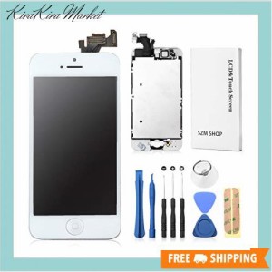 SZM iPhone5 修理交換用フロントパネルセット 液晶パネルセット タッチパネル 修理パーツ（スピーカー +フロントカメラ+ホームボタン付き