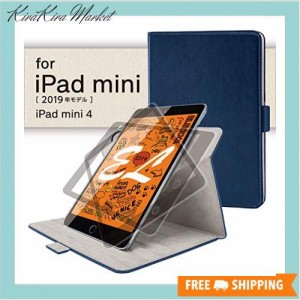 エレコム iPad mini 第5/4世代 (2019/2015年) ケース フラップカバー ソフトレザー 360度回転 ネイビー TB-A19S360NV