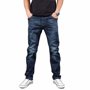 [Hiloyaya] メンズ デニムパンツ ストレッチ ダメージ加工 ジーパン アメカジ メンズジーンズ ズボン 紳士 大きいサイズ (42, ブルー)