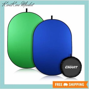 EMART グリーンバック 折り畳み式 リバーシブル 背景布 撮影用 150*200cm ブルー/グリーン 2in1楕円形 ブルー背景布 撮影用 両面 1.5*2m 