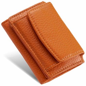 [ムラ] ミニ財布 三つ折り レディース 本革 スキミング防止機能 財布 イタリアンレザー (オレンジ)