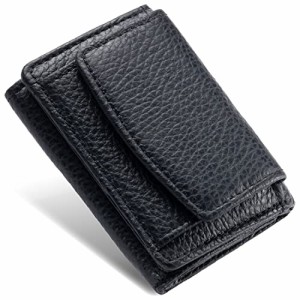 [ムラ] ミニ財布 三つ折り レディース 本革 スキミング防止機能 財布 イタリアンレザー (ブラック)