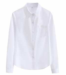 [Euyqs] ワイシャツ レディース 事務服 長袖 学生服シャツ ビジネス ユニフォーム レギュラー ワイシャツ (ホワイト, XL)