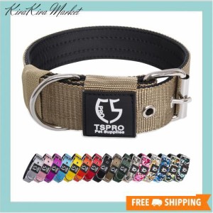 TSPRO タクティカルドッグカラー 1.5インチ幅の犬用カラー 軍用グレードの強力な犬用カラー 太い犬用カラー ヘビーデューティーメタルバ