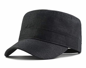 [Lovechic] 帽子 ワークキャップ 麻 大きいサイズ 深め 特大 59-65cm サイズ調節可能（ブラック）