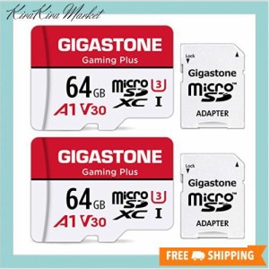 Gigastone マイクロsdカード 64GB 2個セット, 2 SDアダプタ付き 2 ミニ収納ケース付き, 4K UHD動画 95MB/S MicroSDXC, UHS-I A1 V30 U3 C
