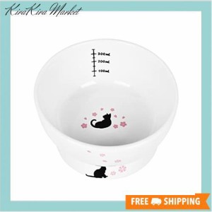 Pknoclan 脚付フードボウル 猫柄ウォーターボウル 猫食器陶器 食べやすい猫えさ皿 水飲みボウル、吐き戻し防止 洗いやすい、小型犬にも