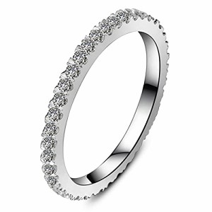 [THREE MAN] 0.55CT本物のシルバーインフィニティリング結婚指輪女性ジュエリーエタニティリングホワイトゴールドメッキ