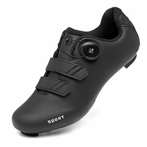 [Lakerom] サイクリング サイクルシューズ ロードバイクシューズ MTBシューズ 自転車 SPD/SPD-SL両対応 快速靴紐 ベルクロ 滑りにく 超軽