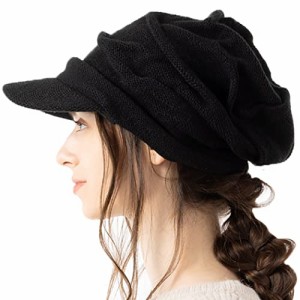 [Ｌｏｏ＆ｃ] [ルーアンドシー] 帽子 つば付き ニット帽 リンクルニットキャスケット 大きいサイズ レディース ゆったりサイズ ワッチ ニ