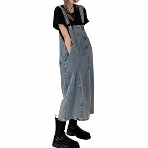 [Teddy] デニム サロペット ジャンパースカート オールインワン ゆったり 中厚手 春夏秋 ストリート pants453 (ライトブルー, M)