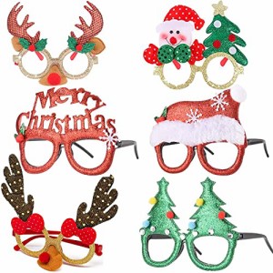 LOKIPA クリスマス メガネ めがね 6個セット 可愛い 髪飾り パーティー用品 オーナメント プレゼント 大人 子供 雪だるま (サンタさん)