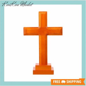 NUOBESTY 十字架 木製 キリスト教 イエス キリスト クロス 28.5cm 礼拝 スタンド式 インテリア 工芸品 小物 装飾 卓上 置物 礼拝堂 茶色