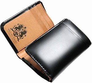 [ベルクート] ブラック メンズ 三つ折り財布 3つ折り財布 本革 コードバン 馬革 ホース レザー コンパクト財布 ミニ財布 薄型 小さい 財