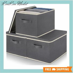 ASXSONN 収納ボックス 蓋付き 3個セット 折り畳み 収納ケース 取っ手付き 蓋付き収納ボックス 大容量 カラーボックス 収納ケース 衣類収