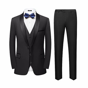 [PKTIME] メンズスーツ スリーピーススーツ（コート、ベスト、パンツ） ブラック S コード