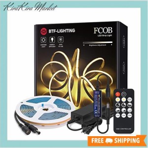 BTF-LIGHTING FCOB COB LEDテープライト 高密度 フレキシブル LEDテープライト 5M 336LEDs/m 電球色 3000K 幅8mm ストリップライト RF調