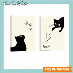 ポスター 絵画 ピカソ ネコの絵 ネコとヒヨコ 2枚セット アート パネル 鳥を捕まえる猫 絵 アートパネル フレーム モダン 装飾画 キャン