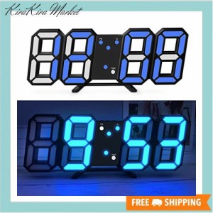 2022新型 HKING LEDデジタル時計 目覚まし時計 明るさ調整 壁掛け 置き時計 3D led wall clock スヌーズ アラーム 日本語取扱説明書付き 