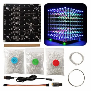 iCubeSmart 3D8C Led キューブ,DIY 電子 キット, Led cube 8x8x8 はんだ付け 練習キット,led キット 練習 エレキット 工作キット,電子こ